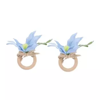 2 шт. Имитационное кольцо для салфеток Деревянное настольное Синее Простое цветочное кольцо для салфеток для дома Отеля ВечеринкиСинее