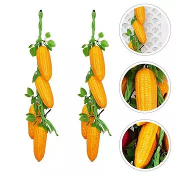2 шт. Имитация кукурузы, подвесные шампуры, имитация подвески, имитация опоры, украшение для офиса с фруктами зеленого цвета 58X5CM зелёный