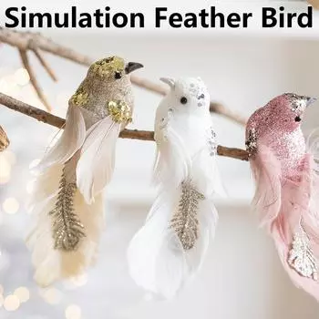 2 шт. имитация пенопластового пера птица изысканная ручная работа искусственная птица рождественская елка украшение для свадьбы домашний декор кулон