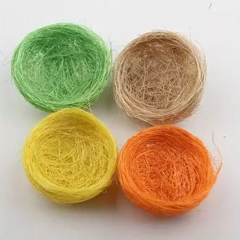 2 шт., имитация птичьего гнезда, украшение для сада, ручная работа, утолщенное льняное тканое птичье гнездо, сделай сам, материалы ручной работы для украшения пасхального праздника 2PCS жёлтый