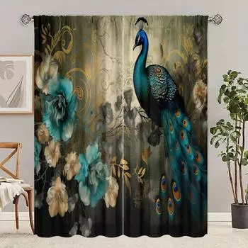 2 шт. - индивидуальный размер рисунка - Набивная штора - Материал полиэстер - Спальня, гостиная, кабинет 30inchx65inchx2Pcs