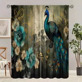 2 шт. - индивидуальный размер рисунка - Набивная штора - Материал полиэстер - Спальня, гостиная, кабинет 30inchx65inchx2Pcs