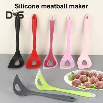 2 шт. Инструмент для приготовления фрикаделек, силиконовая антипригарная ложка для фрикаделек, шарики, ложка для рыбных шариков с ручками, кухонная ручная ложка для пресса фрикаделек 2pcs чёрный