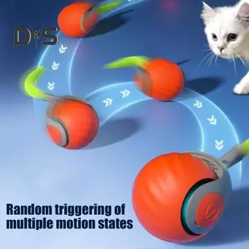2 шт. Интерактивная игрушка-мяч для кошек, перезаряжаемая через USB, катящийся мяч, два режима скорости, автоматически движущийся умный мяч, игрушка для кошек A синий