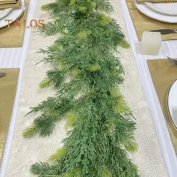 2 шт. искусственная гирлянда из сосновых иголок, реалистичные сосновые ветки ручной работы, праздничная подвесная гирлянда из зелени для рождественского декора каминной полки 2pcs