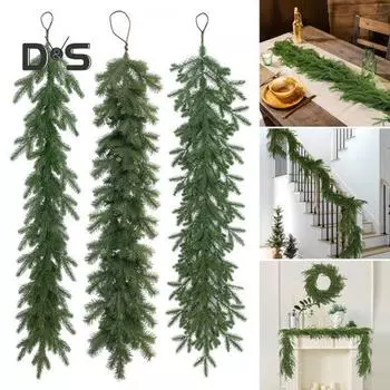 2 шт. искусственная гирлянда из сосновых иголок, реалистичные сосновые ветки ручной работы, праздничная подвесная гирлянда из зелени для рождественского декора каминной полки 2pcs