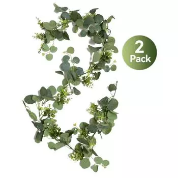 2 шт. искусственная гирлянда с цветами, подвесные растения, искусственная гирлянда, лозы для домашнего декора, свадебной вечеринки, 5,91 фута One Size зелёный