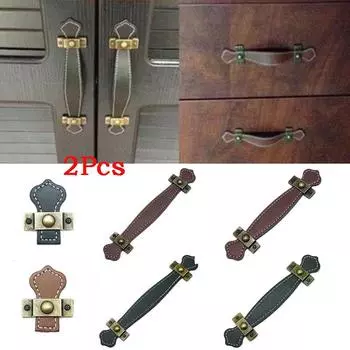 2 шт. искусственная кожа комод дверные ручки ящик шкафа ручка мебельная фурнитура съемник DIY бытовой 16cm