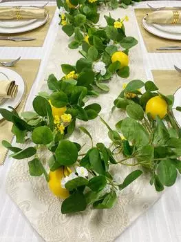 2 шт. искусственная лимонная гирлянда весна-лето зелень виноградные гирлянды с лимонами густые цветы для двери настенный камин свадебный стол украшения