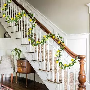 2 шт. искусственная лимонная гирлянда весна-лето зелень виноградные гирлянды с лимонами густые цветы для двери настенный камин свадебный стол украшения