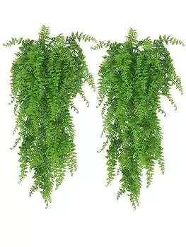 2 шт. искусственная персидская трава из ротанга, искусственный висячий папоротник, лоза, висячее зеленое растение, искусственная трава, уличные устойчивые к ультрафиолетовому излучению пластиковые растения зелёный