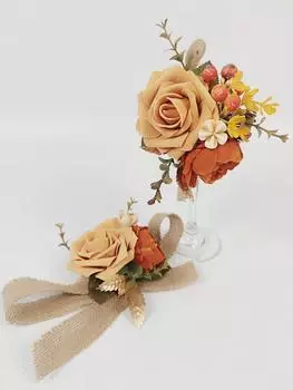 2 шт., искусственная роза на запястье, корсаж, свадебный цветок на запястье, ручной цветочный декор для выпускного вечера, свадьбы, декора для встречи выпускников, браслет, цветок для невесты, подружки невесты белый