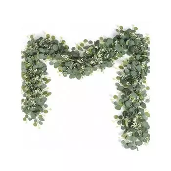 2 шт. Искусственное эвкалиптовое лоза, настоящая текстура, поддельное зеленое подвесное растение, свадебное, дворовое, садовое, домашнее, вечернее, настенное украшение 1pc