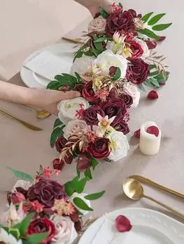 2 шт. искусственные арочные цветы пенопластовые цветы шелковые цветы свадебная арка цветочные композиции для свадебной церемонии фон украшение стола для приема бордовый