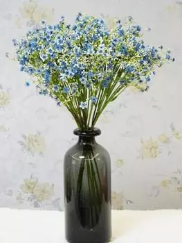 2 шт. искусственные цветы гипсофилы на длинном стебле, букет искусственных цветов, шелковые цветы из гипсофилы, свадебное украшение для дома синий