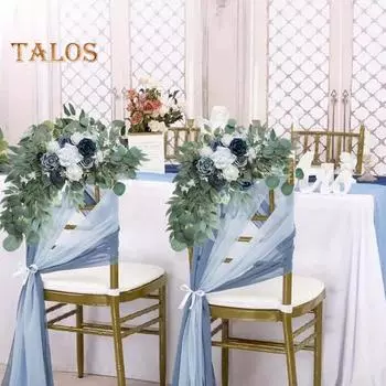 2 шт. искусственные цветы гирлянда из искусственных цветов роза гирлянда цветочная для церемоний фон знак свадебная арка перила декор синий/белый