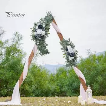 2 шт. искусственные цветы гирлянда из искусственных цветов роза гирлянда цветочная для церемоний фон знак свадебная арка перила декор синий/белый