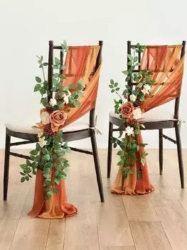 2 шт. искусственные цветы на спинку стула, задняя скамья, розы, цветы, свадебное кресло для прохода, декор для дома, свадебной церемонии, праздника коричневый