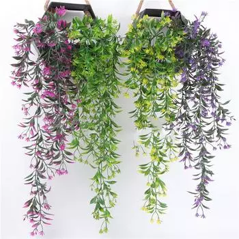 2 шт. искусственные цветы настенное подвесное плетеное растение 78 см жёлтый