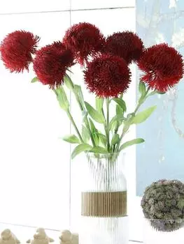 2 шт. искусственные цветы одуванчики украшают растения, кустарники, цветы для гостиной, интерьера, офисного стола, центральную часть бордовый