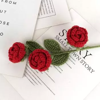 2 шт. искусственные цветы, плетеные вручную розы, вязание крючком, букет цветов, вязание крючком, ручная работа, розы, свадебный декор, юбилеи, праздники, подарок на день рождения 2 pcs красный