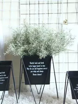 2 шт. Искусственные цветы Сосновые иглы Букет травы Флокирование Пластиковые искусственные растения Свадебный букет для свадьбы Домашняя кухня Офис Крытый Открытый декор зелёный