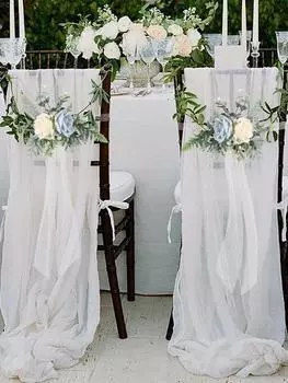 2 шт. искусственные цветы Свадебные украшения для прохода Роза Стул Назад Цветочный маркер прохода Скамья Цветочная композиция для украшения свадебной церемонии синий