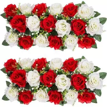 2 шт. искусственные цветы свадебные украшения искусственные цветы шелковые цветочные композиции обеденный стол центральный элемент роза цветок для комнаты декор стола для приема гостей красный