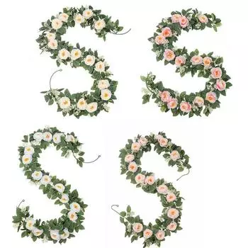 2 шт. искусственные гирлянды из роз, шелковые розы, лозы, 2 м, подвесная искусственная цветочная гирлянда для свадебной вечеринки, домашнего стола, сада, отеля, наружных настенных украшений розовый