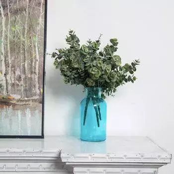 2 шт. искусственные листья эвкалипта стебли 7 веток искусственные растения цветы букет стол центральная часть домашний сад свадебные украшения 2pcs