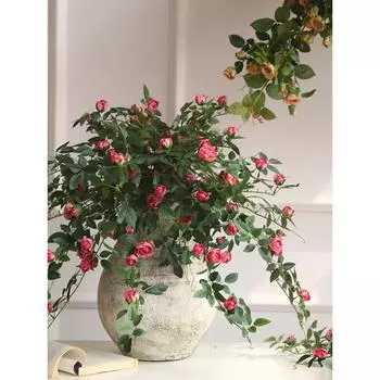 2 шт. искусственные подвесные цветы розы шелковая цветочная гирлянда плющ зелень искусственная цветочная лоза с ветками для стены дома комнаты сада свадебного украшения арки белый