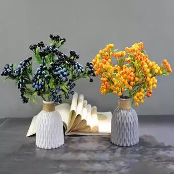 2 шт. Искусственные ягоды Реалистичные Полная жизнеспособность Хорошая детализация Отличная точность Нет увядания Нет полива Долговечная ягодная ветка Украшение для домашней вечеринки