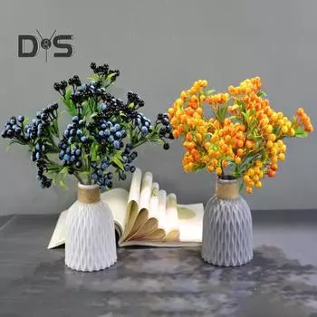 2 шт. Искусственные ягоды Реалистичные Полная жизнеспособность Хорошая детализация Отличная точность Нет увядания Нет полива Долговечная ягодная ветка Украшение для домашней вечеринки оранжевый