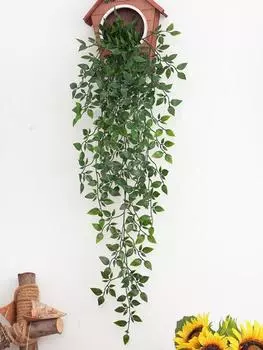 2 шт. искусственные висячие лозы искусственные лианы цветы лозы домашний декор искусственные растения свадебный сад гирлянда из плюща гостиная вечеринка ротанговое украшение зелёный