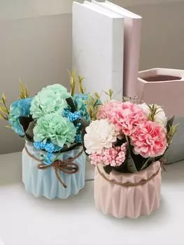 2 шт. искусственных цветов с вазой цветы для украшения пион гортензия цветок для столовой журнальный столик украшение обеденного стола центральный элемент светло-синий