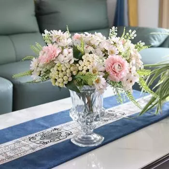 2 шт. искусственных цветов, шелковые ромашки, искусственные гвоздики, шелковые гортензии, букет, декор, пластиковые реалистичные цветочные композиции для домашнего декора, вечеринки, свадьбы белый