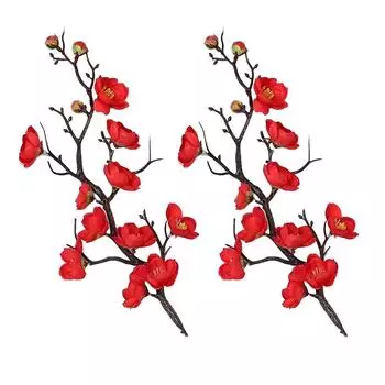 2 шт. искусственных цветов, ветки сливы, цветы для дома, гостиной, свадьбы, вечеринки, украшения вазы