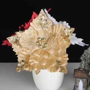 2 шт. Искусственный блестящий рождественский цветок, изысканный имитационный цветок, искусственный букет, рождественские елки красный