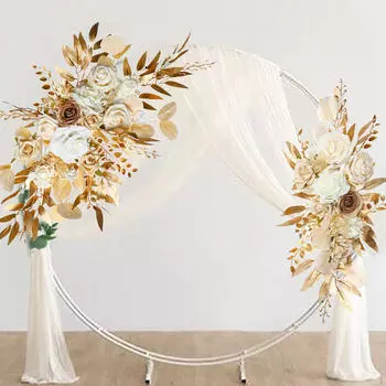 2 шт. Искусственный цветочный фон Swag Добро пожаловать Знак Декор Центральная гирлянда Свадебная арка Венок золотой