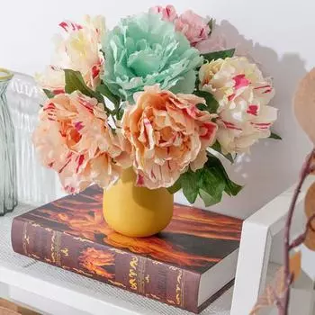 2 шт., искусственный цветок пиона, одна ветка, вечно цветущий, реалистичное украшение дома, свадебный аксессуар, имитация цветка шампанского