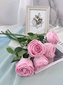 2 шт. искусственный цветок розы, один фланелет, увлажняющий, искусственный цветок розы, украшение для дома, искусственный букет роз для свадьбы розовый