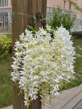 2 шт. искусственный цветок сирени, подвесная лоза, искусственное растение Глициния для дома, свадьбы, вечеринки, украшение стены жёлтый