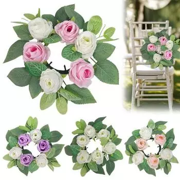 2 шт. искусственный цветок свеча венок 10.2 диаметр искусственные розы гирлянда цветок A 2pcs