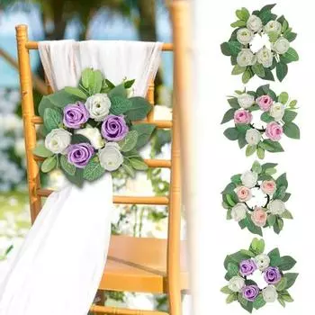 2 шт. искусственный цветок свеча венок 10.2 диаметр искусственные розы гирлянда цветок свеча кольцо стол центральный элемент для свадьбы весна лето декор C 2pcs