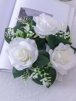 2 шт. искусственный подсвечник гирлянда мини искусственные цветы розы свадебные украшения подсвечник венок для свечей для столбов венок из искусственных цветов розовый