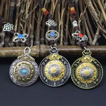 2 шт. Изысканные подвески в виде молитвенного колеса, цинковый сплав, брелок для ключей, аксессуары для подвесных украшений для автомобиля, сумки, подвески Style 3