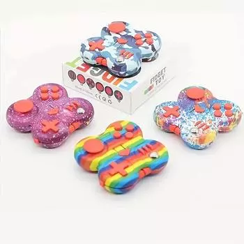 2 шт. изысканных игрушек для снятия стресса с пальцев: Четырехлепестковые цветные ручки и цветные сферические кубики Рубика для снятия стресса и облегчения беспокойства rainbow