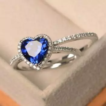 2 шт., изысканный обручальный свадебный комплект с бриллиантами в форме сердца весом 1 карат, размер 6–10 6