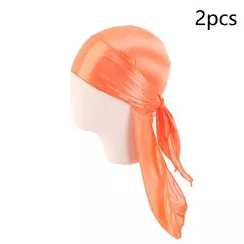 2 шт. Эластичная повязка на голову из искусственного шелка, пиратский детский тюрбан, хиджаб, бандана, пиратская шляпа, детская оранжевый