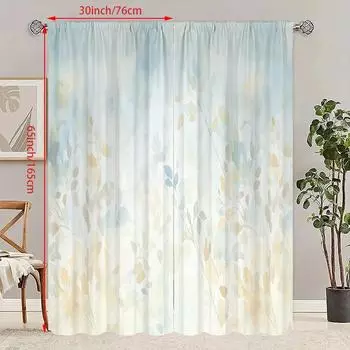 2 шт. - Элегантная цветочная основа - занавеска с принтом - Материал полиэстер - подходит для спальни, гостиной, кабинета, личного пространства 23Wx59L(60x150CM)x2
